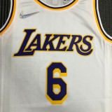Los Angeles Lakers 75 Year  White #6 JAMES 1:1 Quality NBA Season Jerseys 2022