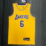 Los Angeles Lakers 75 Year  Yellow #6 JAMES 1:1 Quality NBA Season Jerseys 2022