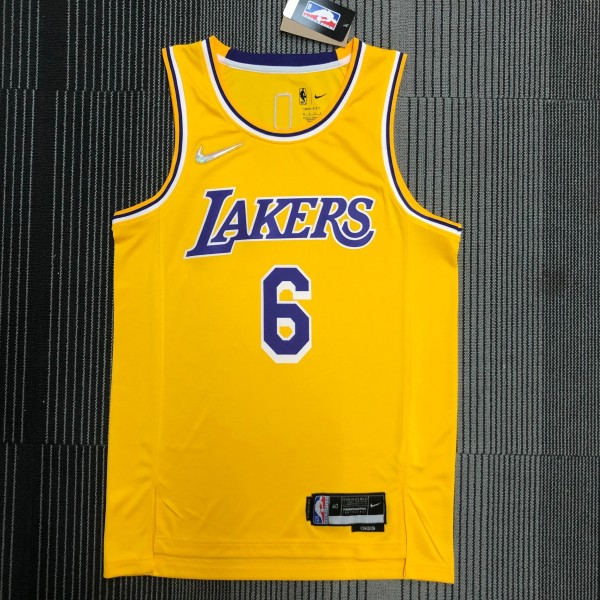 Los Angeles Lakers 75 Year  Yellow #6 JAMES 1:1 Quality NBA Season Jerseys 2022