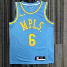 Los Angeles Lakers  Blue #6 James  round neck  MPLS  1:1 Quality NBA Season Jerseys
