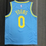 Los Angeles Lakers  Round Neck  MPLS  Blue #0 YOUNG 1:1 Quality NBA Season Jerseys