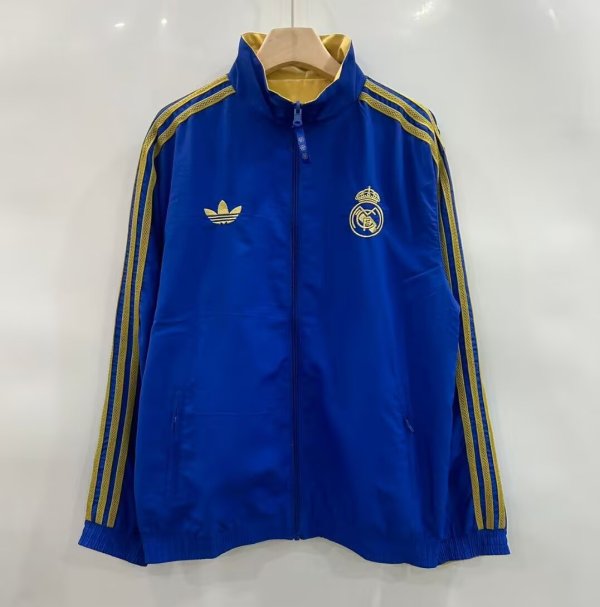 Real Madrid  Two-sided Blue Golden Windbreaker 25-26