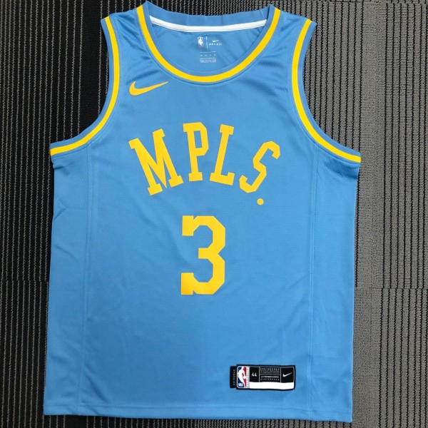 Los Angeles Lakers  Round Neck  MPLS  Blue #3 DAVIS 1:1 Quality NBA Season Jerseys