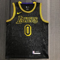 Los Angeles Lakers  Round Neck  snake pattern Black #0 WESTBROOK  1:1 Quality NBA Season Jerseys