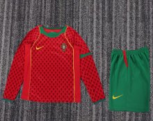Retro Portugal Home Long Sleeve Kids  1:1 Quality Soccer Jersey   2004