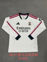Real Madrid  Home Long Sleeve Fans 1:1 Quality Soccer Jersey  26-27