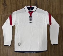 Retro England Home  Long Sleeve  Fans   1:1 Quality Soccer Jersey   2004-2005