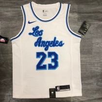 Los Angeles Lakers White Latin Night 23 James  round neck  NBA Jerseys