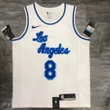 Los Angeles Lakers Kobe #8 BRYANT  White Retro  Latin NBA Jersey