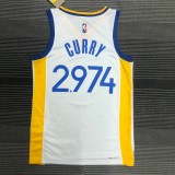 Golden State Warriors White V-Neck #2974 CURRY 1:1 Quality NBA Season Jerseys  75 Year