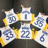 Golden State Warriors White V-Neck #11 THOMPSON 1:1 Quality NBA Season Jerseys  75 Year