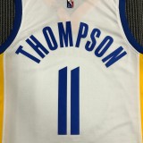 Golden State Warriors White V-Neck #11 THOMPSON 1:1 Quality NBA Season Jerseys  75 Year