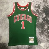 Retro Chicago Bulls  Green  #1 ROSE 1:1 Quality NBA  Season Jerseys 2008-2009