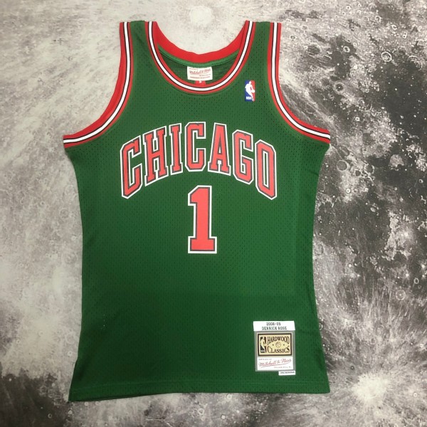 Retro Chicago Bulls  Green  #1 ROSE 1:1 Quality NBA  Season Jerseys 2008-2009