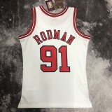 Chicago Bulls White #91 RODMAN 1:1 Quality NBA  Season Jerseys  1998
