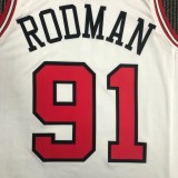 Chicago Bulls White #91 RODMAN  CARUSO 1:1 Quality NBA  Season Jerseys  75 Year