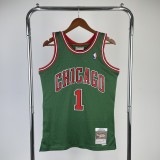 Retro Chicago Bulls  Green  #1 ROSE 1:1 Quality NBA  Season Jerseys 2008-2009