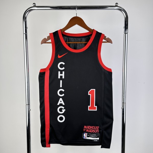Chicago Bulls Black City Edition #1 ROSE 1:1 Quality NBA  Season Jerseys 2024
