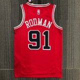 Chicago Bulls Red #91 RODMAN 1:1 Quality NBA  Season Jerseys  75 Year