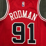 Chicago Bulls Red #91 RODMAN 1:1 Quality NBA  Season Jerseys  75 Year