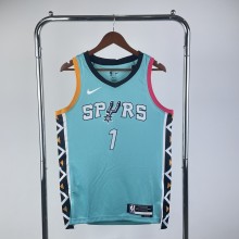 San Antonio Spurs City Edition Blue #1 WEMBANYAMA 1:1 Quality NBA  Season Jerseys 2023