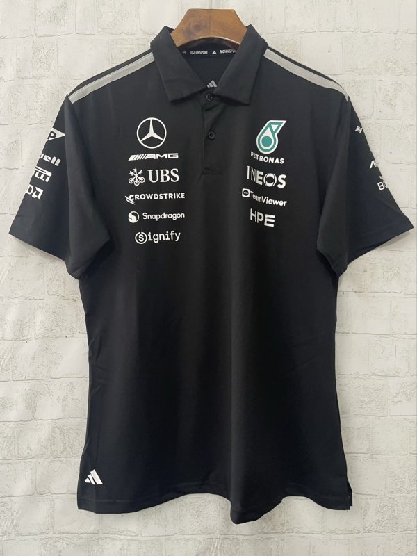 F1 Mercedes-Benz POLO  Black Short Sleeve Racing Suit 2026