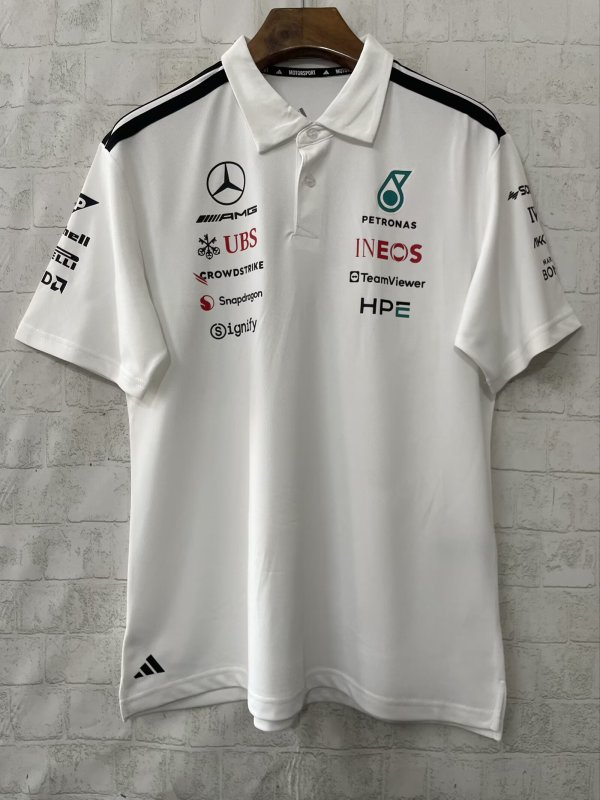 F1 Mercedes-Benz POLO  White Short Sleeve Racing Suit 2026