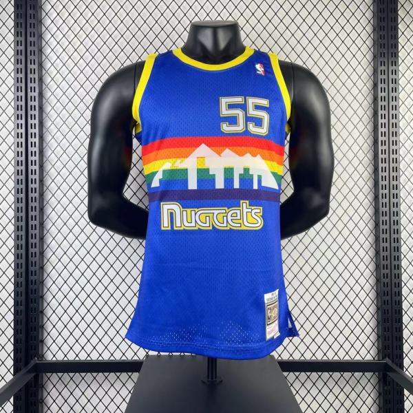 Denver Nuggets Retro Blue #55 MUTOMBO 1:1 Quality NBA  Season Jerseys 1991-1992