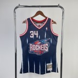 Houston Rockets Retro  Blue #34 OLAJUWON 1:1 Quality NBA  Season Jerseys 1996-1997