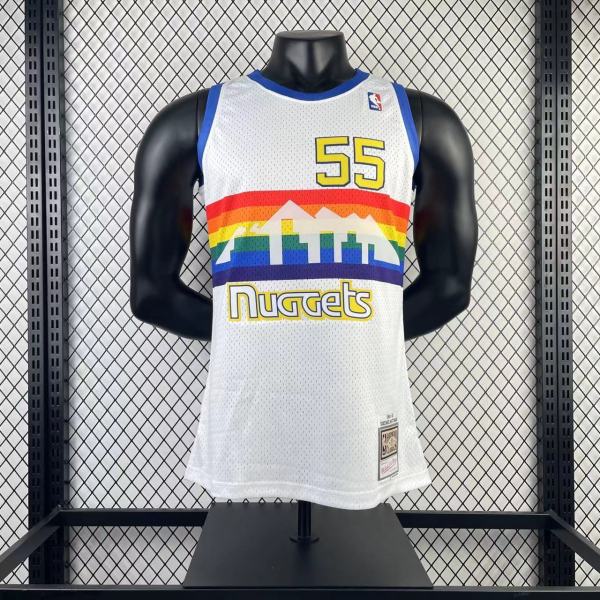 Denver Nuggets Retro White #55 MUTOMBO 1:1 Quality NBA  Season Jerseys 1991-1992