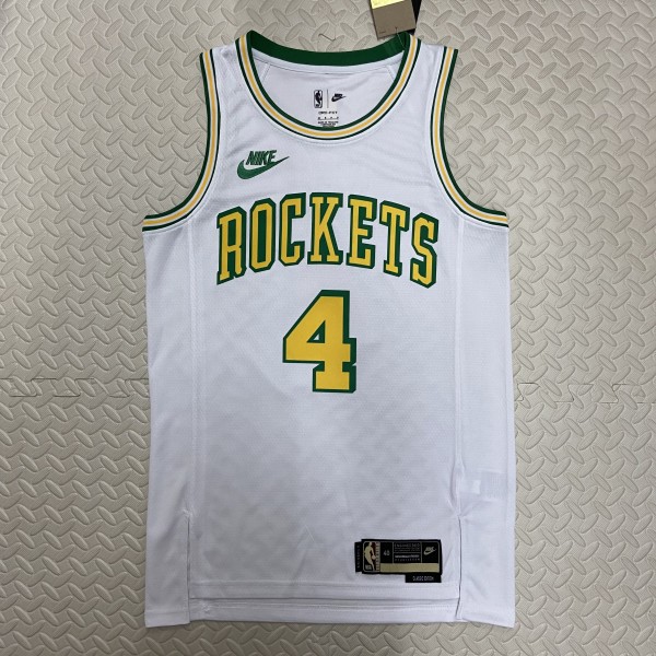 Houston Rockets Retro White #4 GREEN 1:1 Quality NBA  Season Jerseys 2023