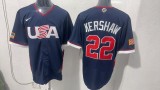MLB USA Blue #22 KERSHAW 1:1 Quality Baseball  Jerseys  World Cup