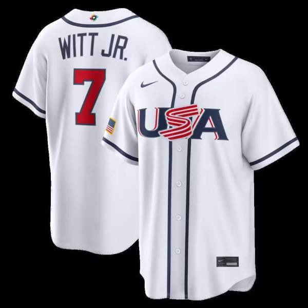 MLB USA White #7 WITT JR. 1:1 Quality Baseball  Jerseys  World Cup