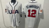 MLB USA White #12 SCHWARBER 1:1 Quality Baseball  Jerseys  World Cup