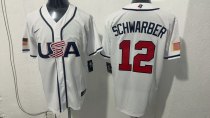 MLB USA White #12 SCHWARBER 1:1 Quality Baseball  Jerseys  World Cup