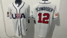 MLB USA White #12 SCHWARBER 1:1 Quality Baseball  Jerseys  World Cup