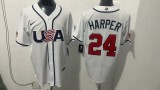 MLB USA White #24 HARPER 1:1 Quality Baseball  Jerseys  World Cup
