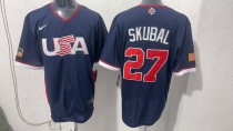 MLB USA Blue #27 SKUBAL 1:1 Quality Baseball  Jerseys  World Cup