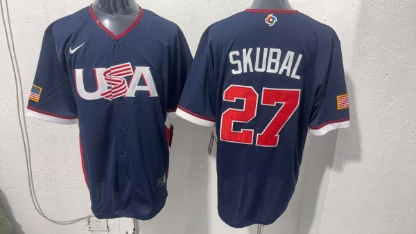MLB USA Blue #27 SKUBAL 1:1 Quality Baseball  Jerseys  World Cup