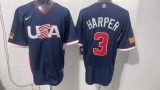 MLB USA Blue #3 HARPER  1:1 Quality Baseball  Jerseys  World Cup