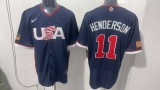 MLB USA Blue #11 HENDERSON 1:1 Quality Baseball  Jerseys  World Cup