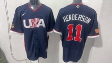 MLB USA Blue #11 HENDERSON 1:1 Quality Baseball  Jerseys  World Cup