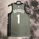 Brooklyn Nets Grey #1 BRIDGES 1:1 Quality NBA  Season Jerseys