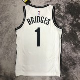 Brooklyn Nets  V-neck White #1 BRIDGES 1:1 Quality NBA  Season Jerseys