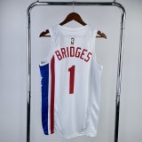 Brooklyn Nets Retro  White  #1 BRIDGES 1:1 Quality NBA  Season Jerseys 2023