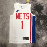 Brooklyn Nets Retro  White  #1 BRIDGES 1:1 Quality NBA  Season Jerseys 2023