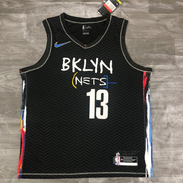 Brooklyn Nets City Edition graffiti Black #13 HARDEN 1:1 Quality NBA  Season Jerseys 2021