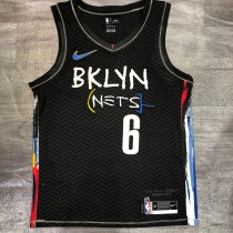 Brooklyn Nets City Edition graffiti Black #6 JORDAN  1:1 Quality NBA  Season Jerseys 2021