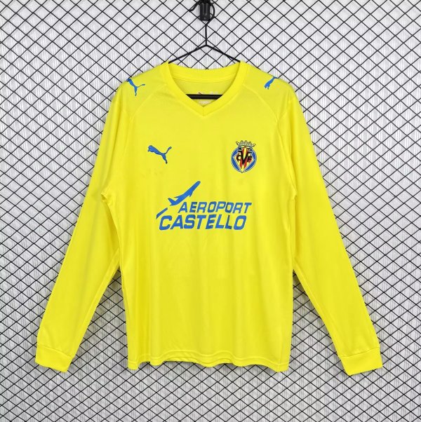 Retro  Villarreal  Home Long Sleeve  Fans 1:1 Quality Soccer Jersey   2008-2009
