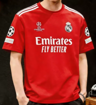 Real Madrid T-shirt Red  100% Cotton Special Edition 1:1 Quality Soccer Jersey 26-27